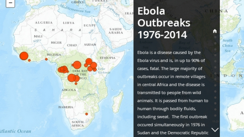 Уеб карта показва историята на вируса ебола