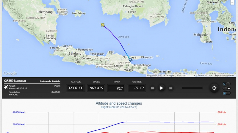 AirAsia започна издирването на изчезналия самолет