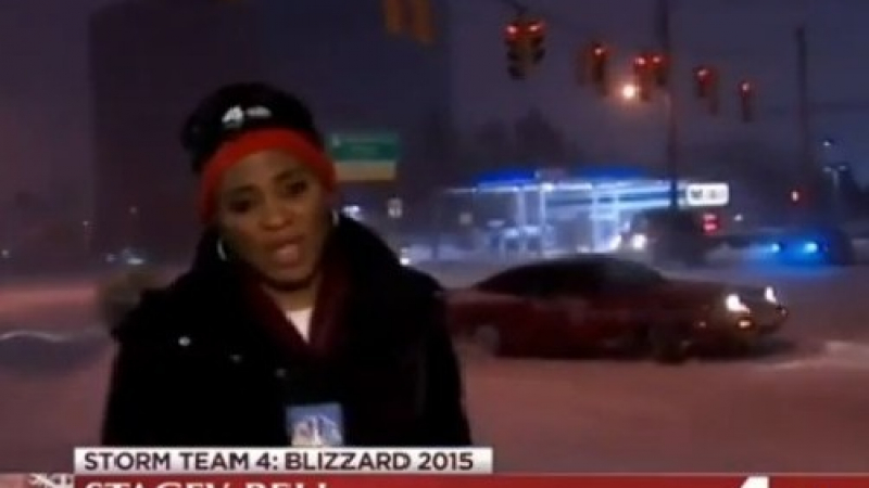 Екип на NBC на косъм от смъртта при пряко предаване на снежния апокалипсис в Ню Йорк (ВИДЕО)