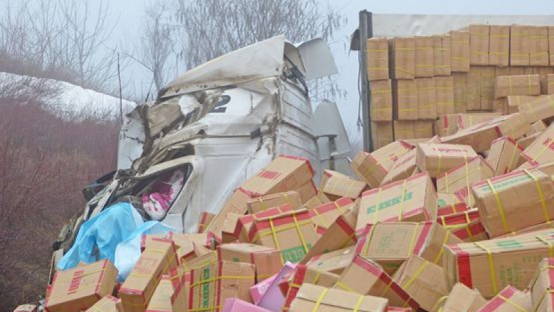 Два камиона се сблъскали край село Славотин