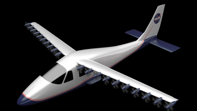 НАСА разработва електрически самолет с 18 витлови двигателя