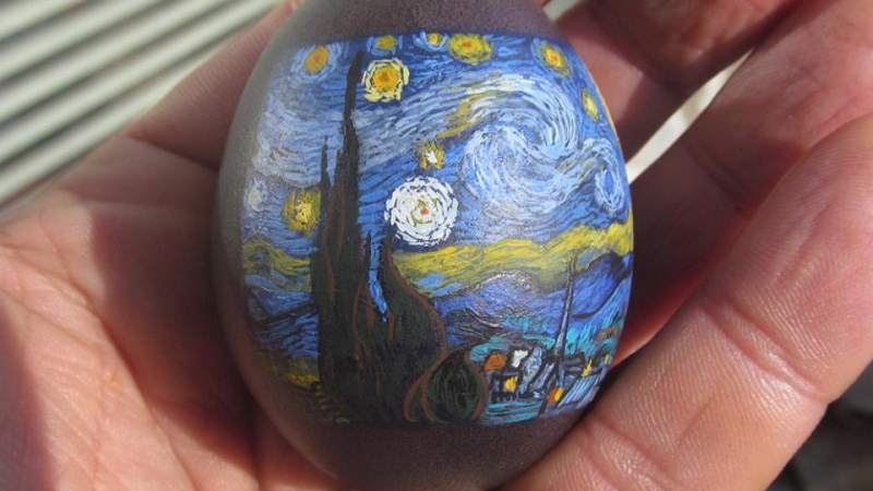 Бойко Колев изографиса Ван Гог на великденско яйце