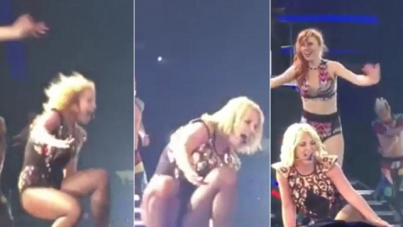 Бритни Спиърс падна на сцената и си навехна глезена (ВИДЕО)
