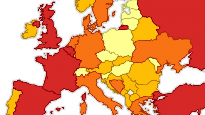 Карта на най-застрашените туристически дестинации в Европа 
