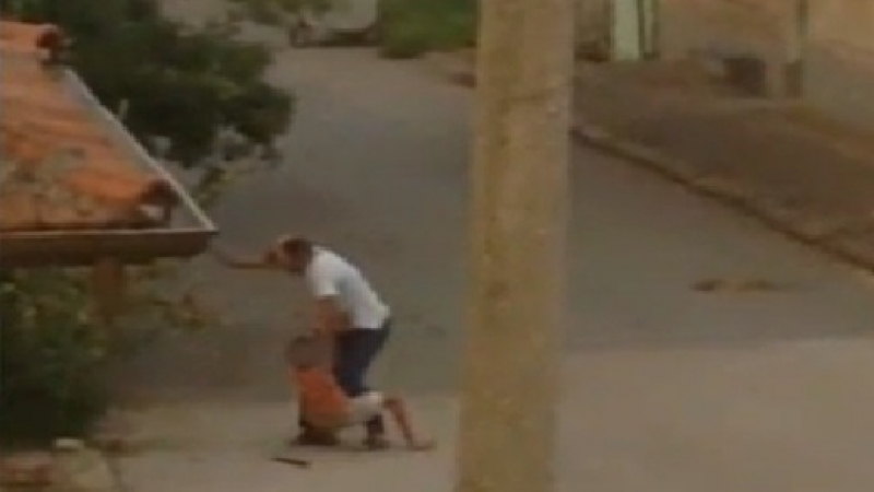Мъж преби дете с пръчка заради няколко сини сливи (ВИДЕО)