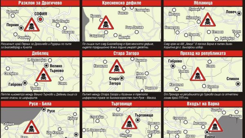 Това са 9-те най-опасни места на пътя в България
