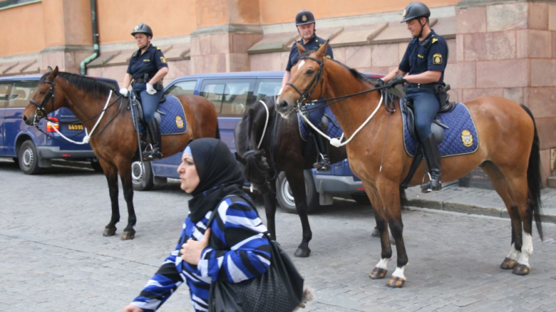 Шведската полиция бъзливо избягала от тълпа агресивни мигранти      