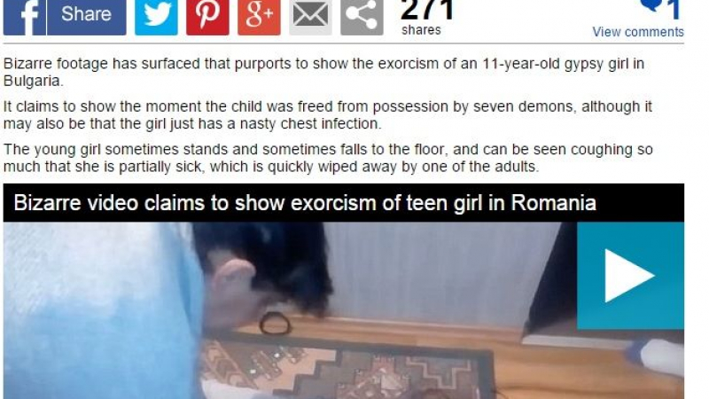 Потресаващото видео с ромката-екзорсистка, която „цери” 11-годишно дете, влезе в английските медии