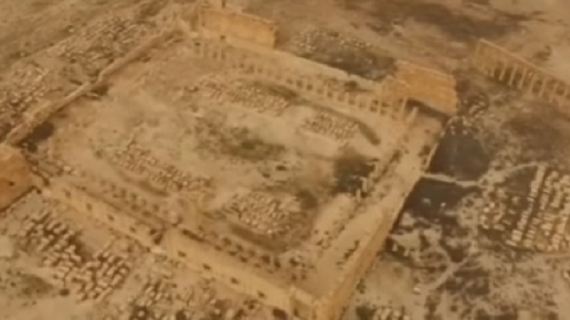 Първо ВИДЕО от птичи поглед на опустошената от джихадистите съкровищница Палмира 