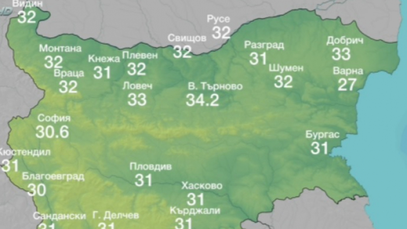 Температурни аномалии! Адската жега във Велико Търново счупи рекордите (СНИМКА)