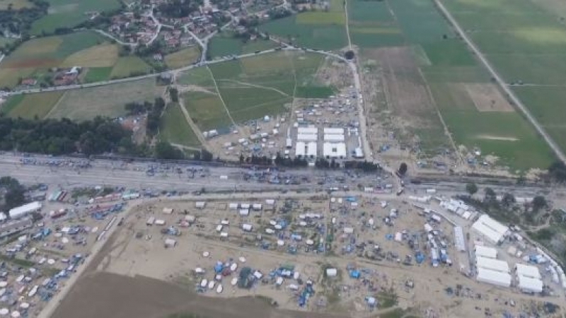 Дрон засне разчистването на лагера Идомени (ВИДЕО)
