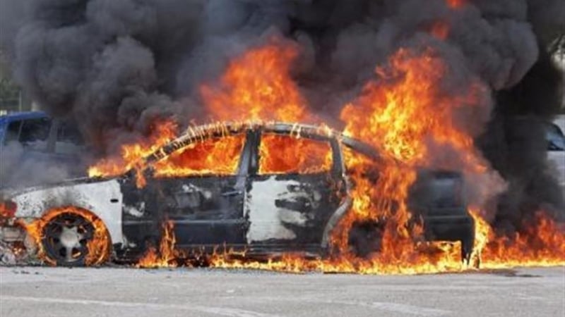 Кола изгоря като факла на Е-79