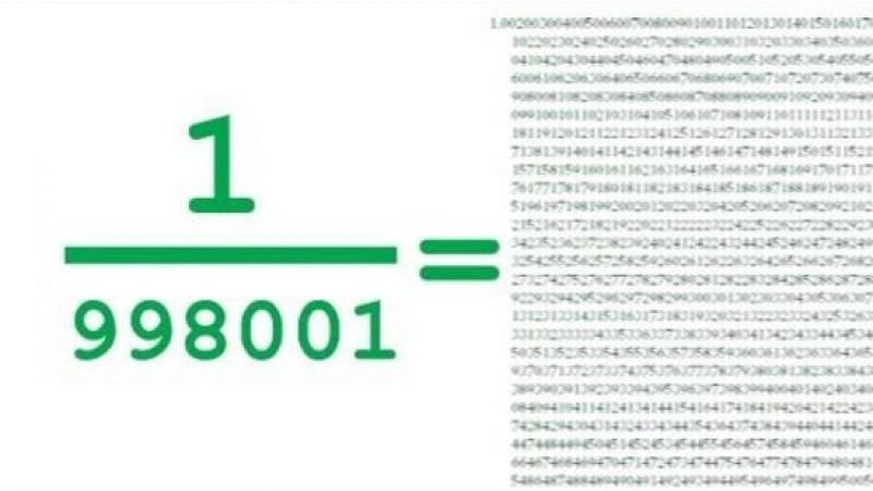 Любопитно: Когато разделите 1 на 998 001, получавате много странно число (ВИДЕО)