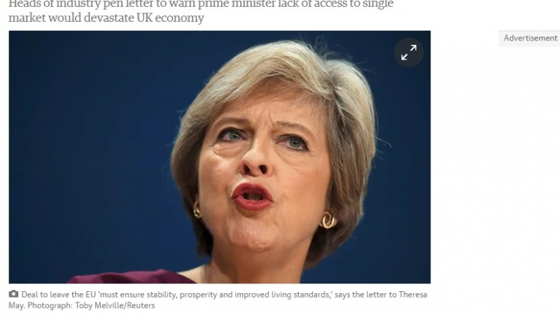 The Guardian: Бизнес лидери призовават Тереза Мей да избегне пълен Брекзит