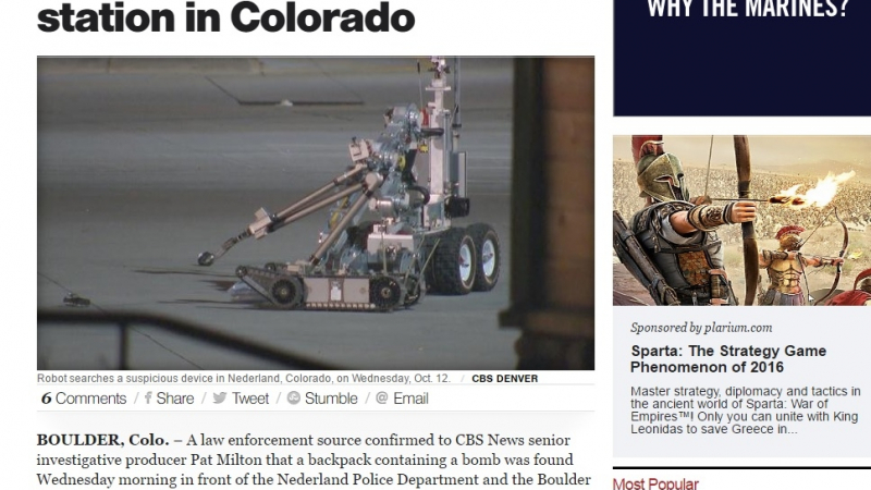Бомба е открита пред полицейски участък в Колорадо
