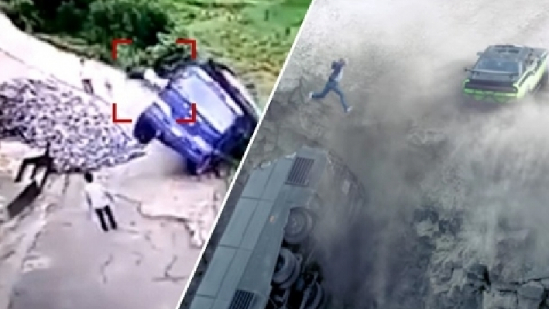Мъж се спаси от смъртта с уникален скок като във филма „Бързи и яростни“ (ВИДЕО)