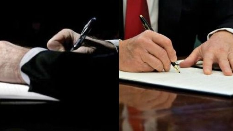 Знакова СНИМКА Радев и Тръмп с еднакви кадри от полагане на подписи