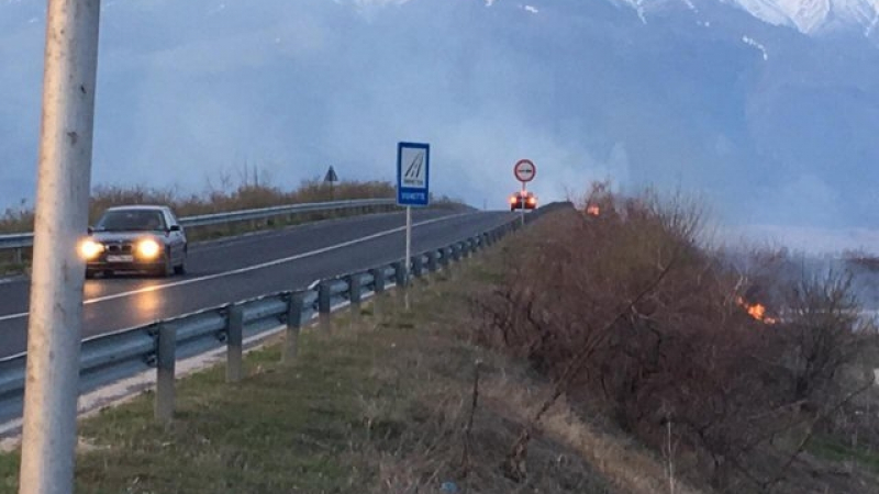 Голям пожар се разрасна край Пловдив 