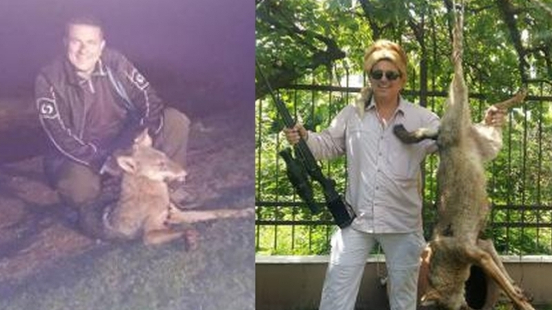 СНИМКИ на шеф на ловно дружество с ритуално насилие срещу животно скандализираха социалните мрежи