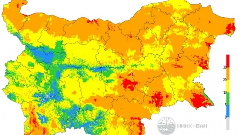 НИМХ показа КАРТА с екстремален индекс, 10 области в страната ги грози голяма опасност!