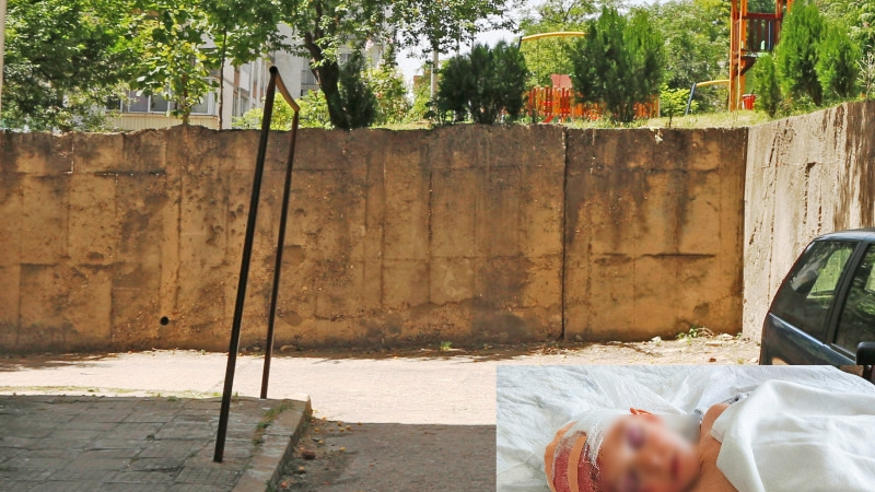 Хлапе полетя с колело от 4-метрова бетонна стена на детска площадка без ограда (СНИМКА)