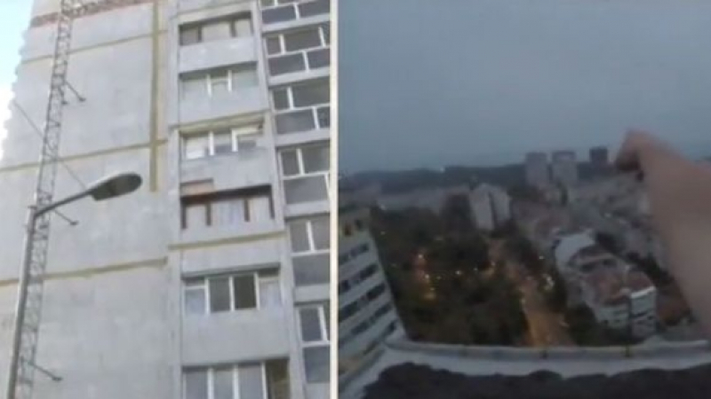Момчета се промъкнаха на строеж в Бургас, качиха се на 50 метра над земята и стана страшно! (ВИДЕО)