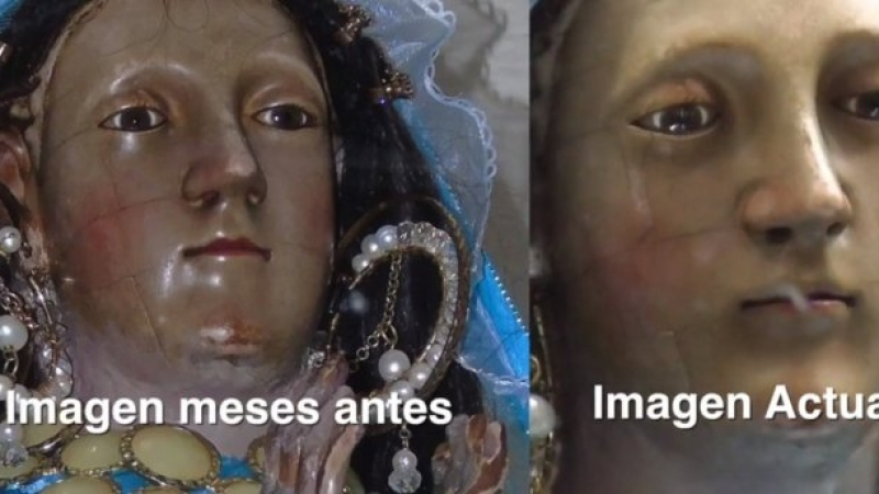 Статуя на Дева Мария се разплака след голямата трагедия в Мексико (СНИМКИ)