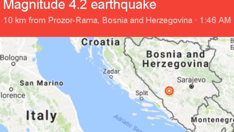 Серия силни земетресения часове преди първото посещение на Борисов в Босна и Херцеговина 
