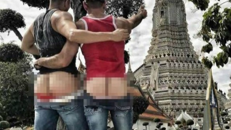 Американски идиоти се снимаха пред будистки храм без гащи
