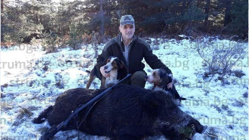 Бившият шеф на Граничен сектор-Доспат повали 160-килограмов звяр край Сатовча (СНИМКИ)