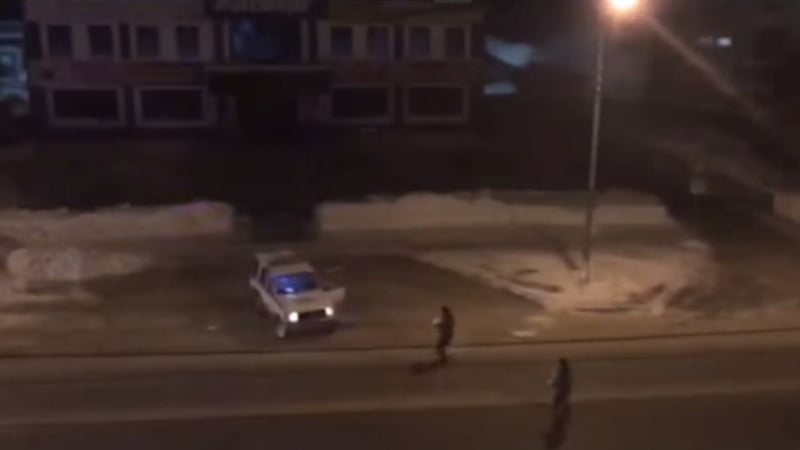 Полицаи се опитаха да спрат престъпник със снежни топки (ВИДЕО)