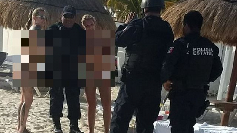 Ченгета предизвикаха скандал: Снимаха се с голи девойки на плажа (СНИМКИ)