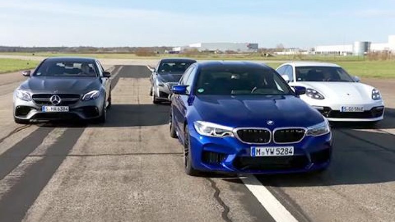 BMW M5, Mercedes-AMG, 4Matic, Porsche Panamera и Cadillac CTS-V: Кой вдига 300 км/ч най-бързо? (ВИДЕО)