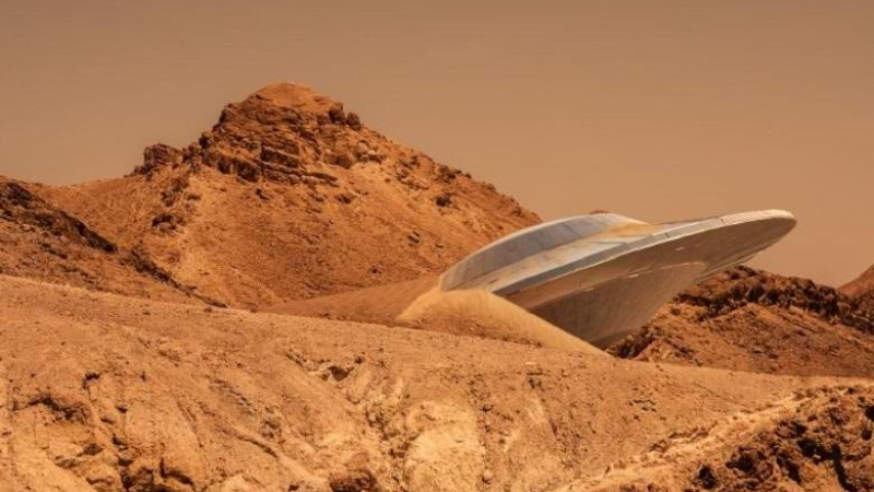 Мистерия: На марсианска СНИМКА откриха летяща чиния и следи от нейното падане (ВИДЕО)