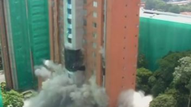 54-метрова сграда изчезна за секунди в Колумбия (ЗРЕЛИЩНО ВИДЕО)