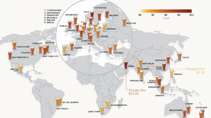 Колко струва една халба бира по света?