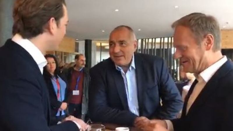 Борисов на кафе с Туск и Курц - пусна шега за шефа на Европейския съвет (СНИМКИ/ВИДЕО)