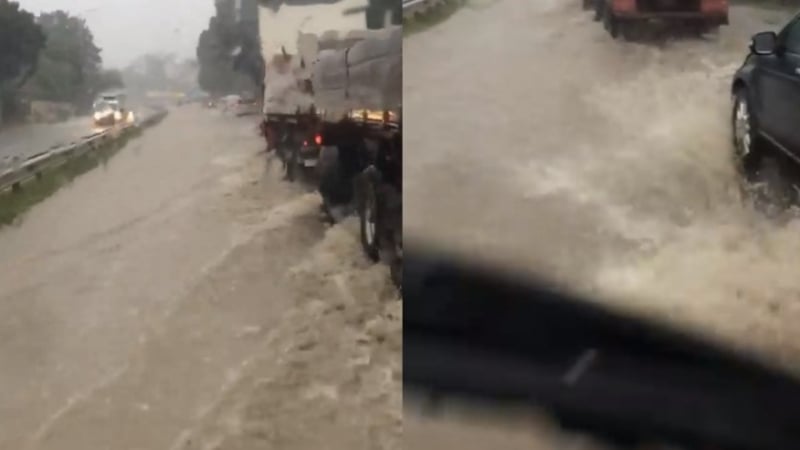 Воден апокалипсис във Варна! Пътят за Златни пясъци стана на река (СНИМКИ)