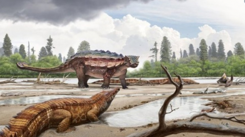 Динозавър с "боздуган" на опашката бродел преди десетки милиони години