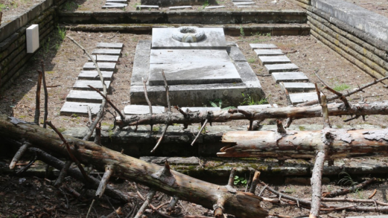 Зловеща гледка: Паднали борове, изпочупени и откраднати надгробни плочи в най-голямата историческа светиня на Балканите (СНИМКИ)