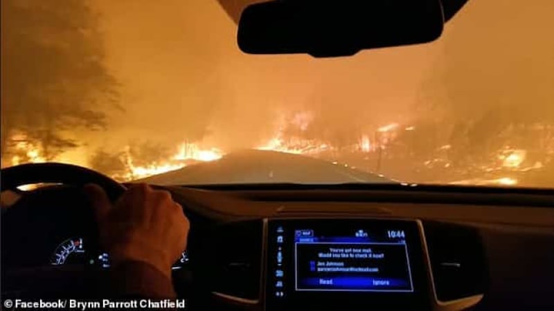 Семейство мина с колата си през огнения ад в Калифорния и се спаси като на филм (ВИДЕО)