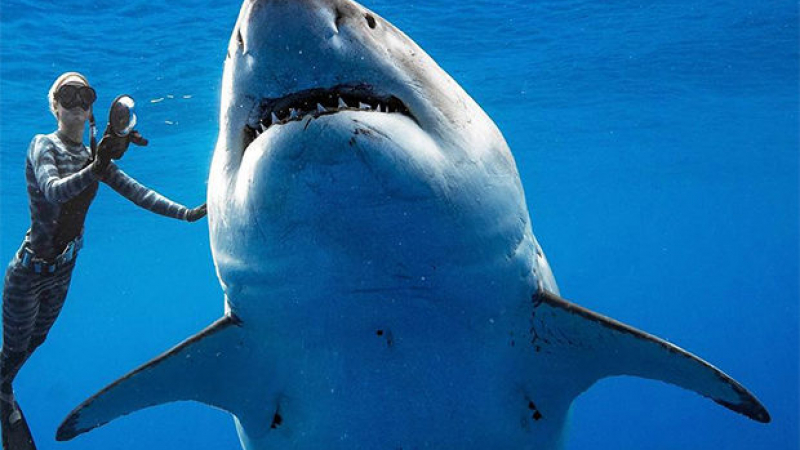 Запечатаха на ВИДЕО най-голямата бяла акула (СНИМКИ)