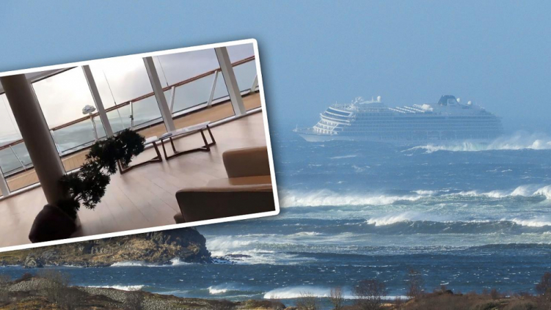 Всичко пада! Смразяващо ВИДЕО от борда на бедстващия край Норвегия круизен кораб 