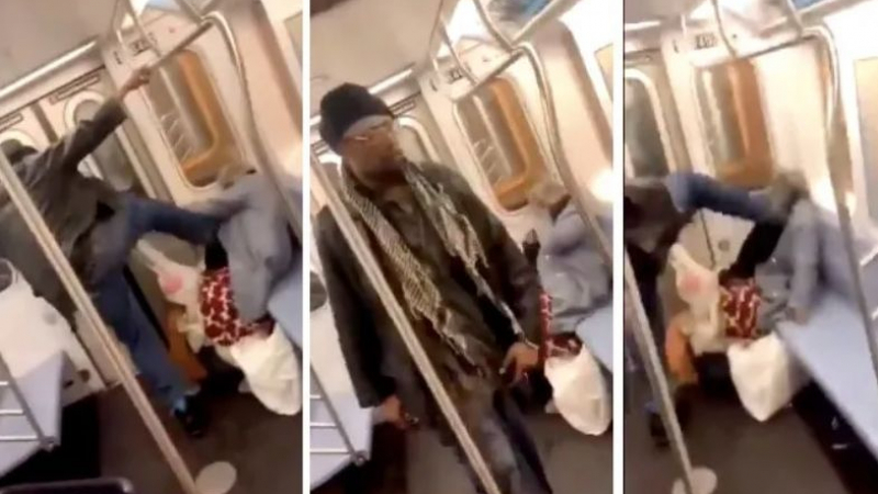 Шок в метрото на Ню Йорк! Чернокож рита старица в главата, целият влак мълчи и снима (ВИДЕО)