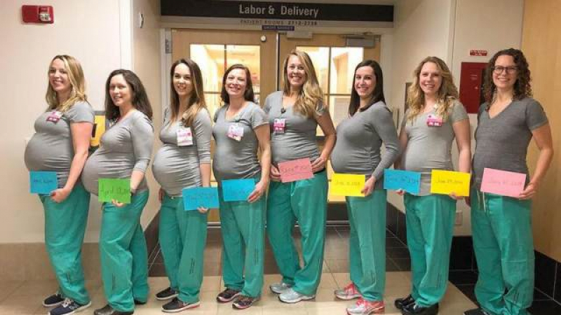 Уникално: 9 медицински сестри от една болница са едновременно бременни 