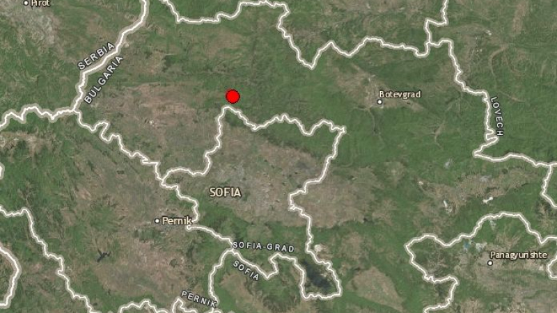 Слабо земетресение на 27 км от София
