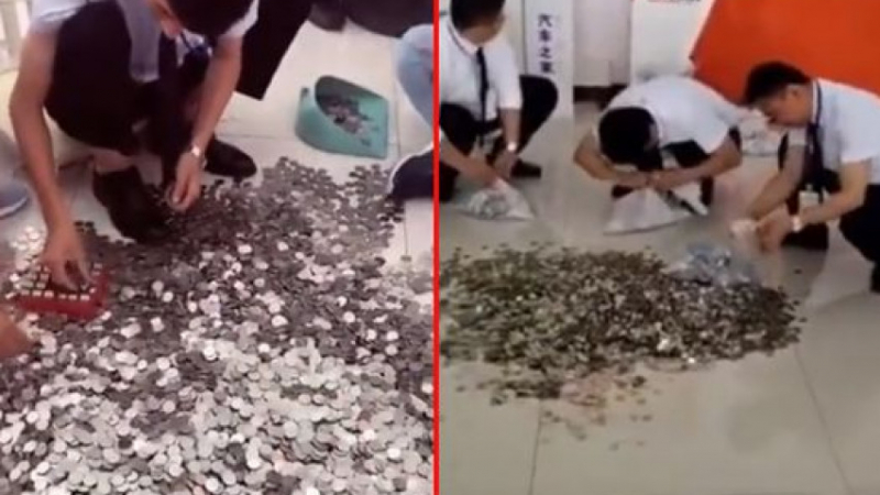 Китайка си купи кола от 24 000 евро с железни монети: брояха ги 3 дни (ВИДЕО)