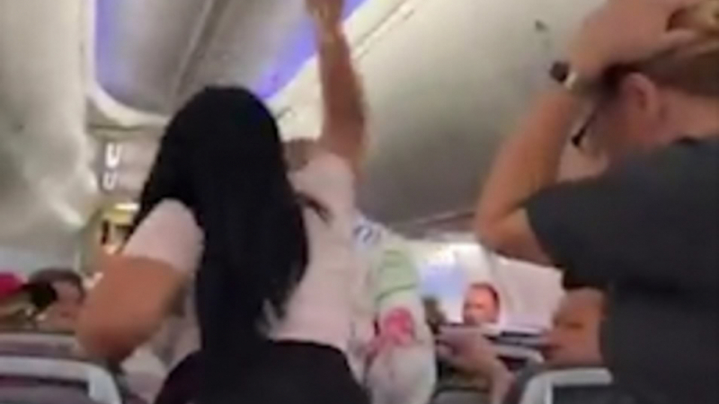 Ревнива жена наказа брутално приятеля си пред пътниците в самолет ВИДЕО