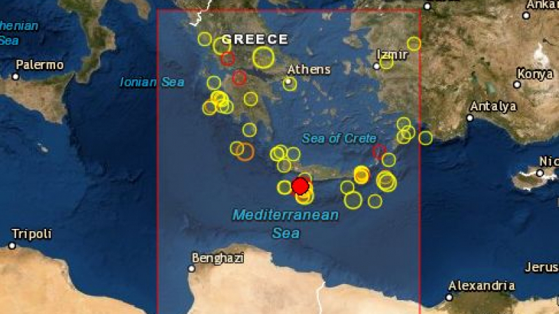 Силен трус на остров Крит