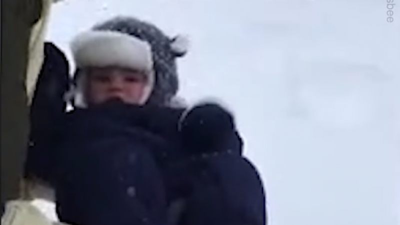 Татко хвърли бебчето си в снега на майтап, но последва кошмар ВИДЕО
